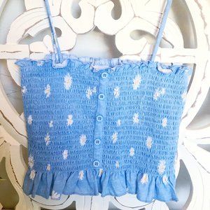 Cropped Ruched Floral Summer Top